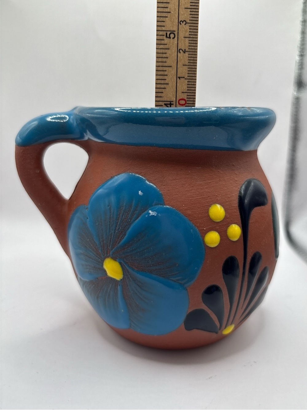 Jarrito de Barro Decorado Colorful Decorated Mexican Pottery mug - Picture 3 of 8